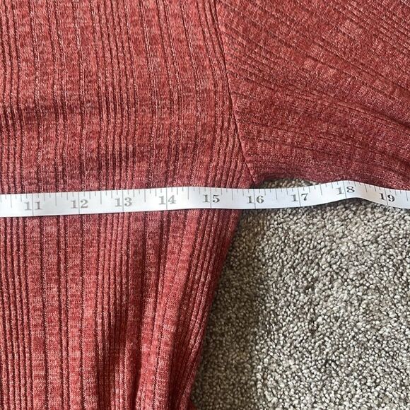 Topshop Burgundy Long Sleeve Short Sweater Dress Size 8 Knit Belted Round Neck - Picture 9 of 10